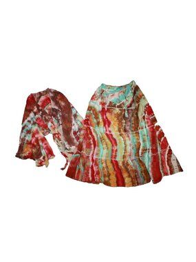 Karma Nepal Craft Boho Tie Dye Skirt Set Wrap Top Festival Hippie Fairycore